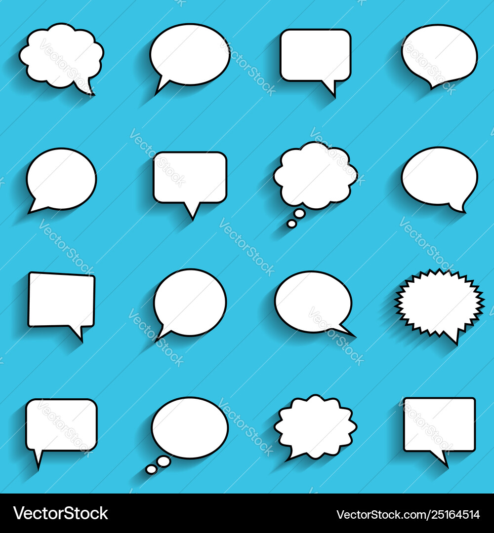 Blank empty white speech bubbles Royalty Free Vector Image