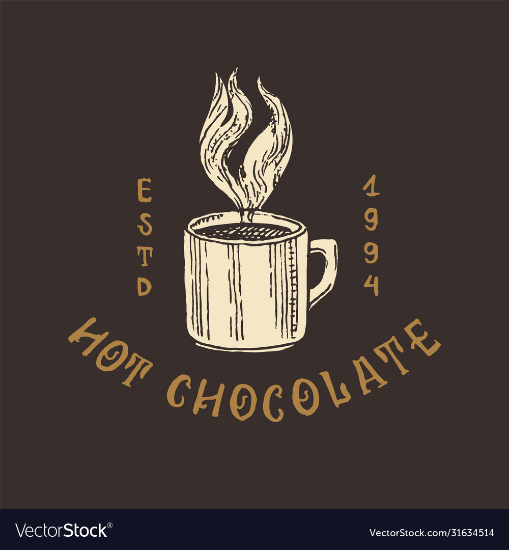 Cup cocoa hot chocolate or coffee vintage Vector Image