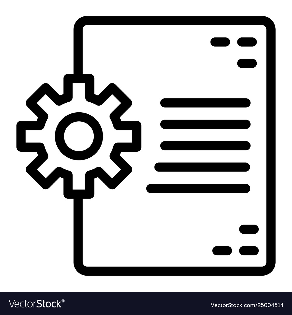 Document and cogwheel line icon