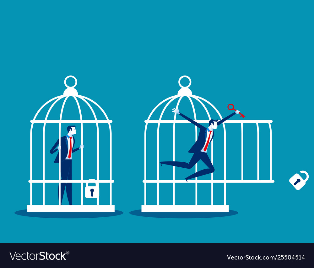 Freedom concept business team locked and key free Vector Image