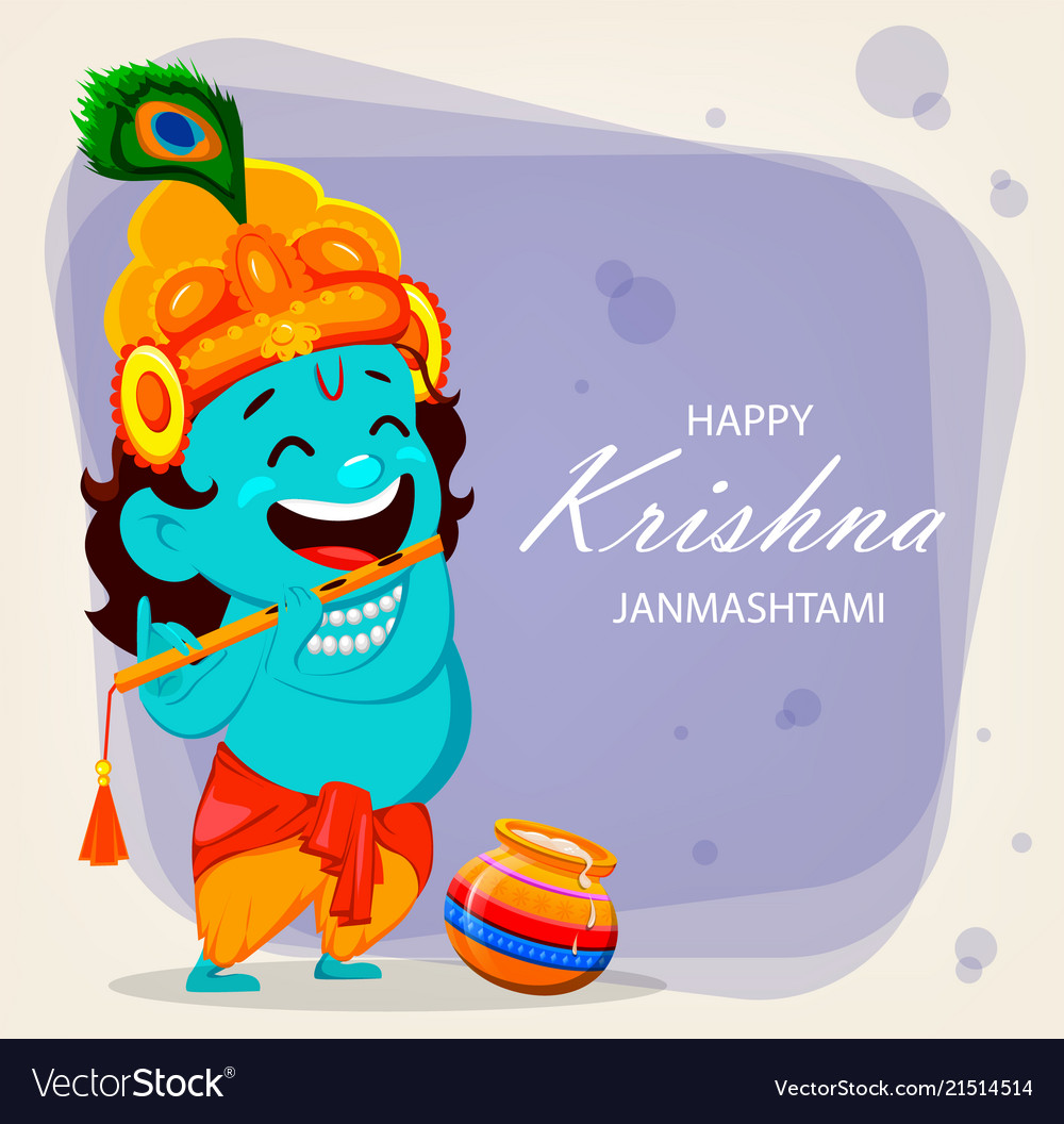 Funny cartoon character lord krishna Royalty Free Vector