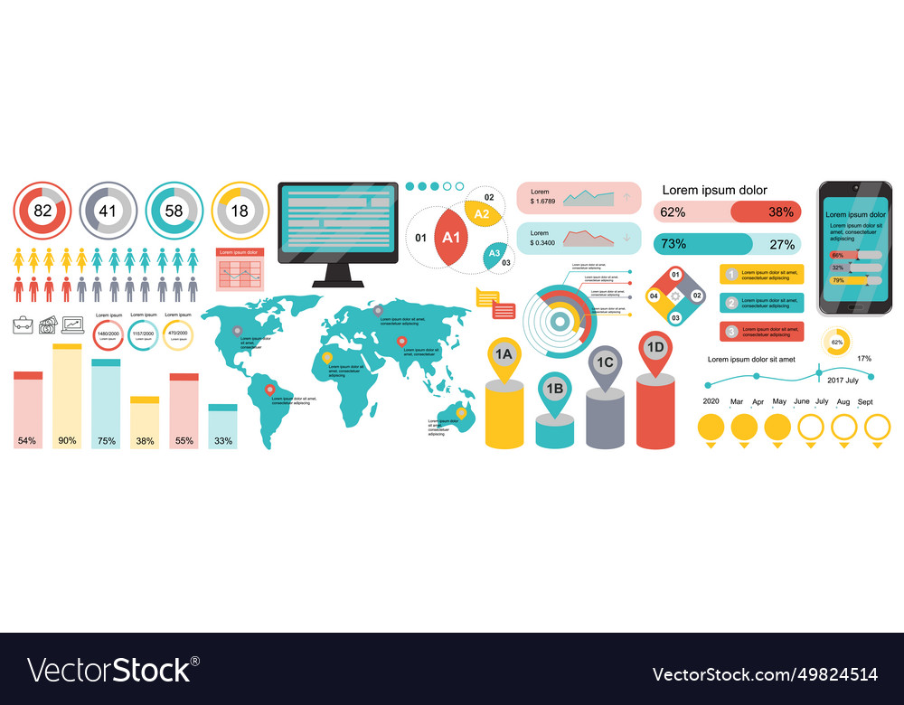 Mega Set Of Infographic Elements Data Royalty Free Vector