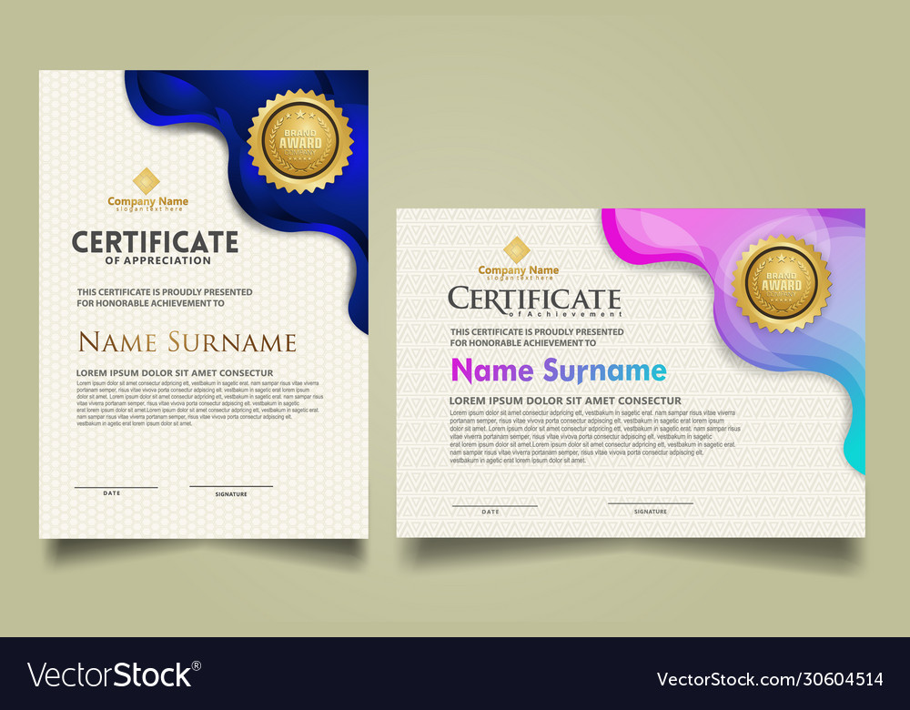 Set modern certificate template with geometric