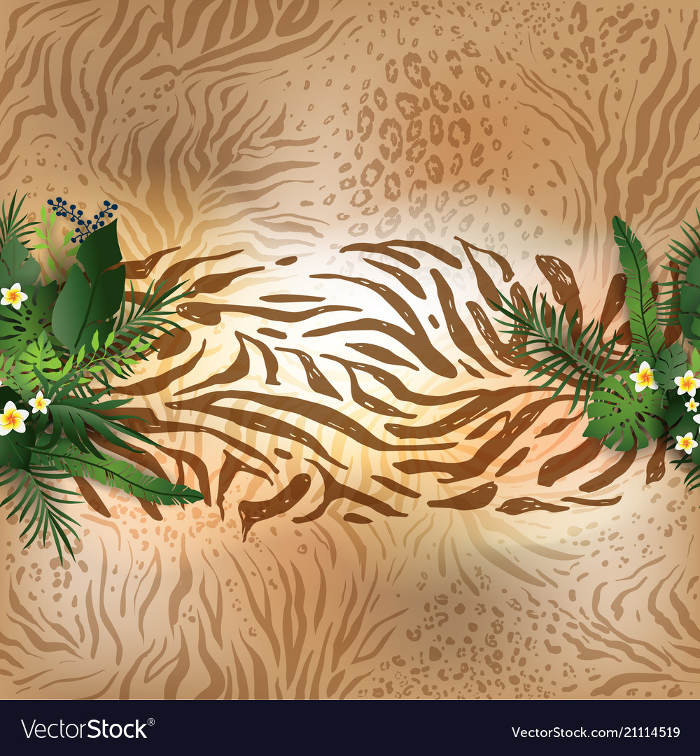 Download Animal skin and leaves Royalty Free Vector Image