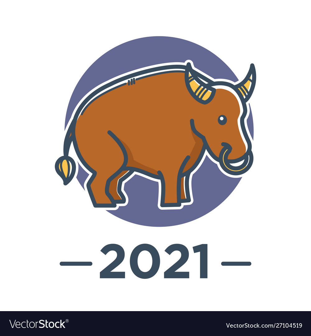 Chinese Horoscope Ox Zodiac Sign 2021 New Year Vector Image