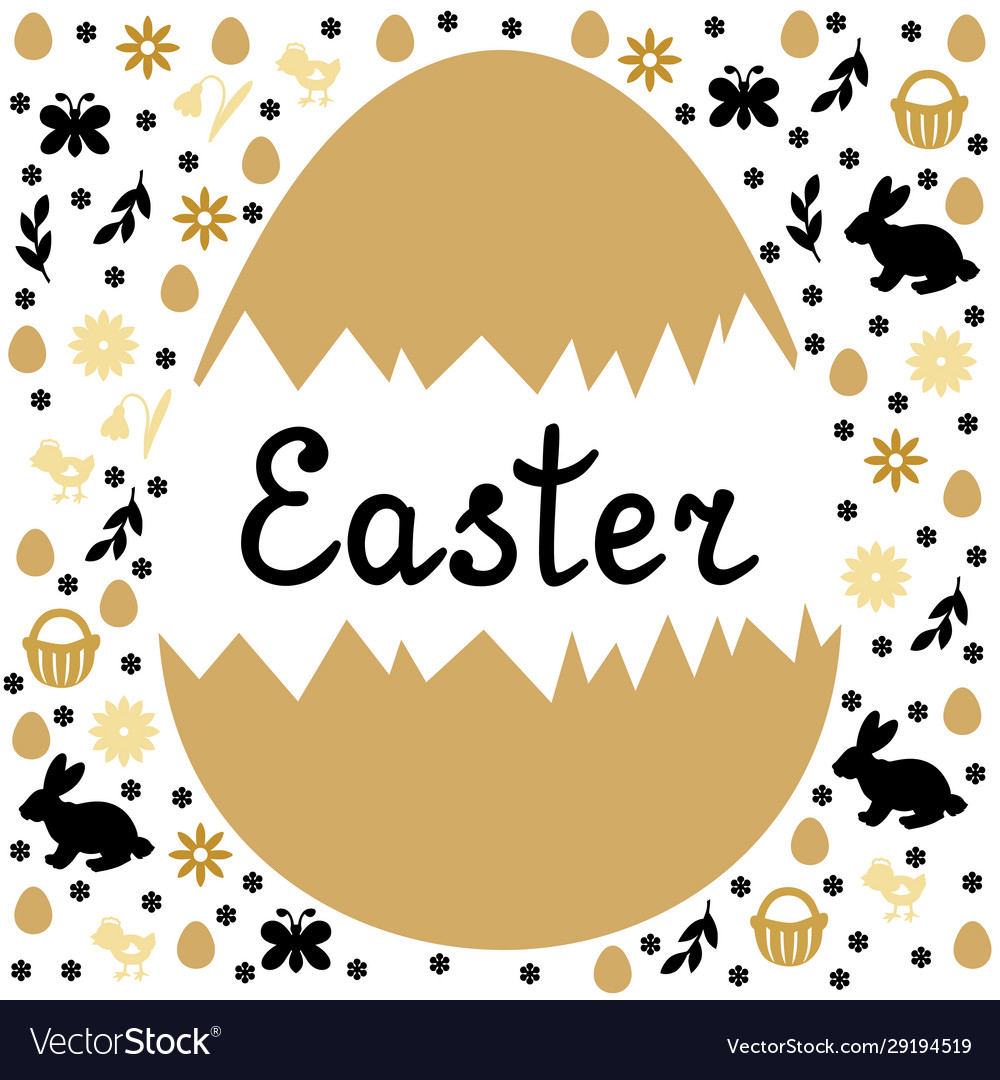 Easter card with egg and greeting text Royalty Free Vector