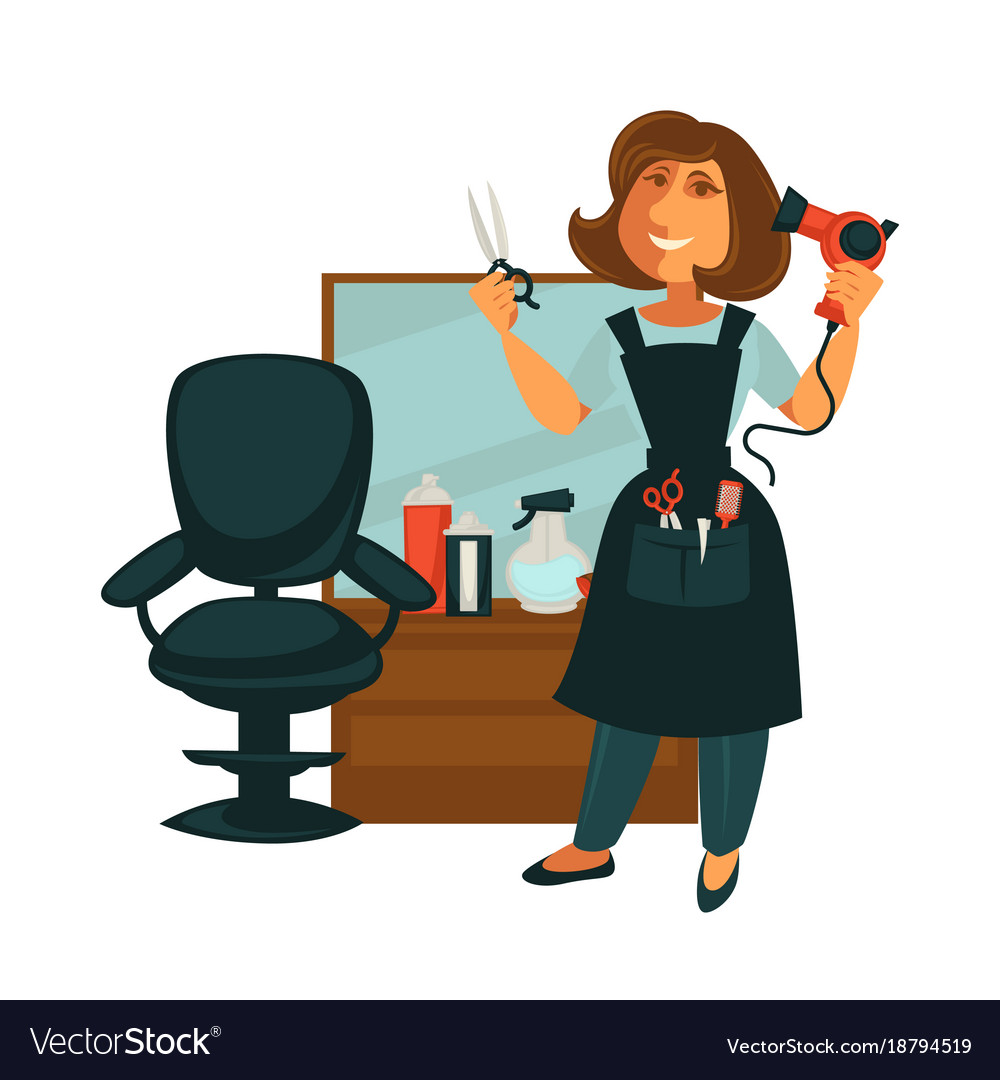 Hairdresser woman in hair beauty salon with Vector Image