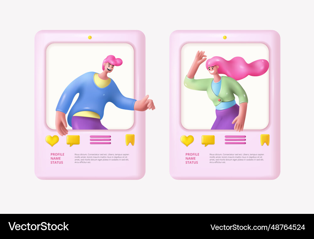 3d people render social media content friends Vector Image