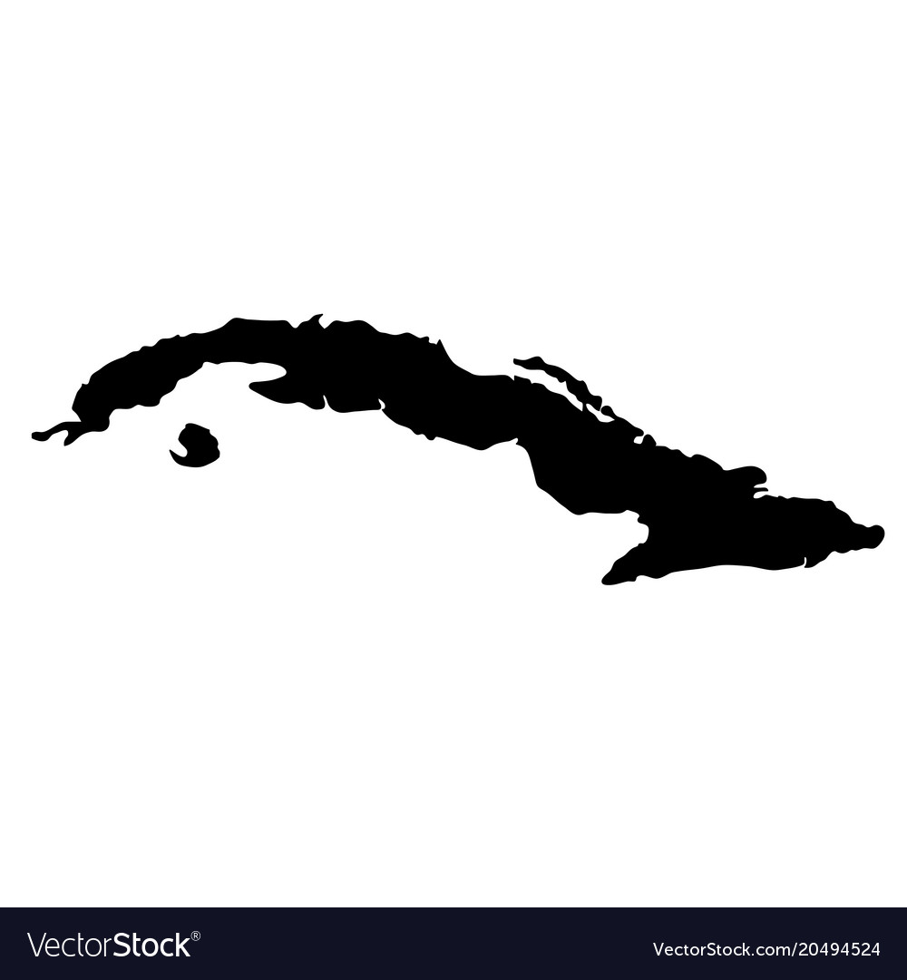 Black silhouette country borders map of cuba