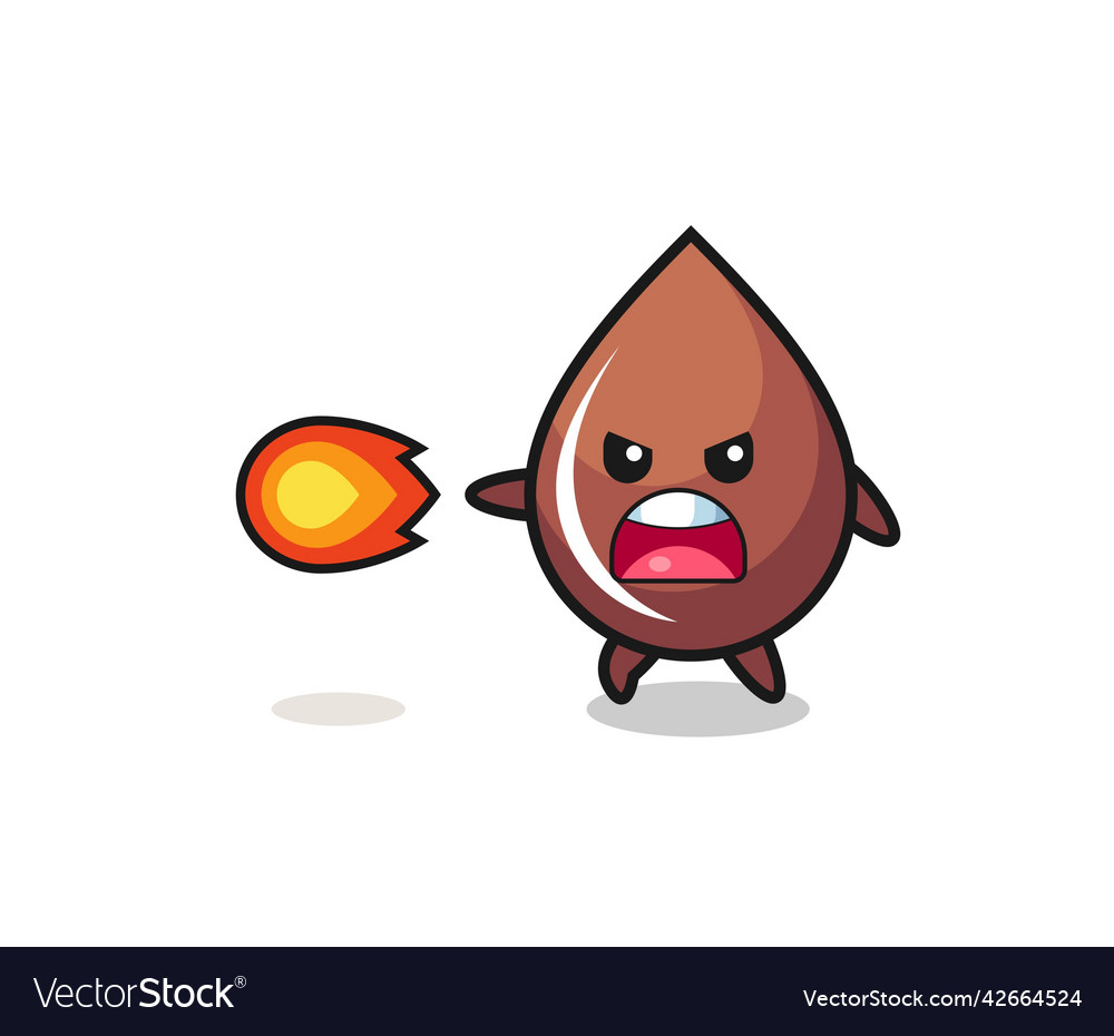 Cute chocolate drop mascot is shooting fire power