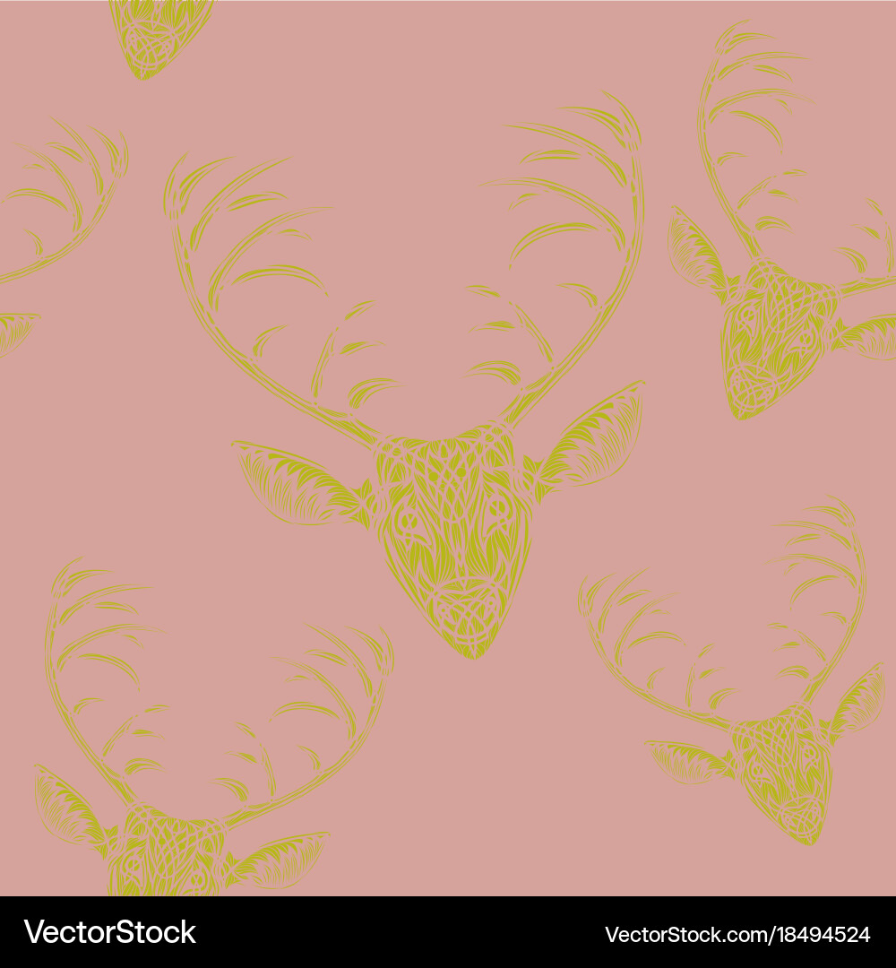 Deer heads seamless pattern Royalty Free Vector Image