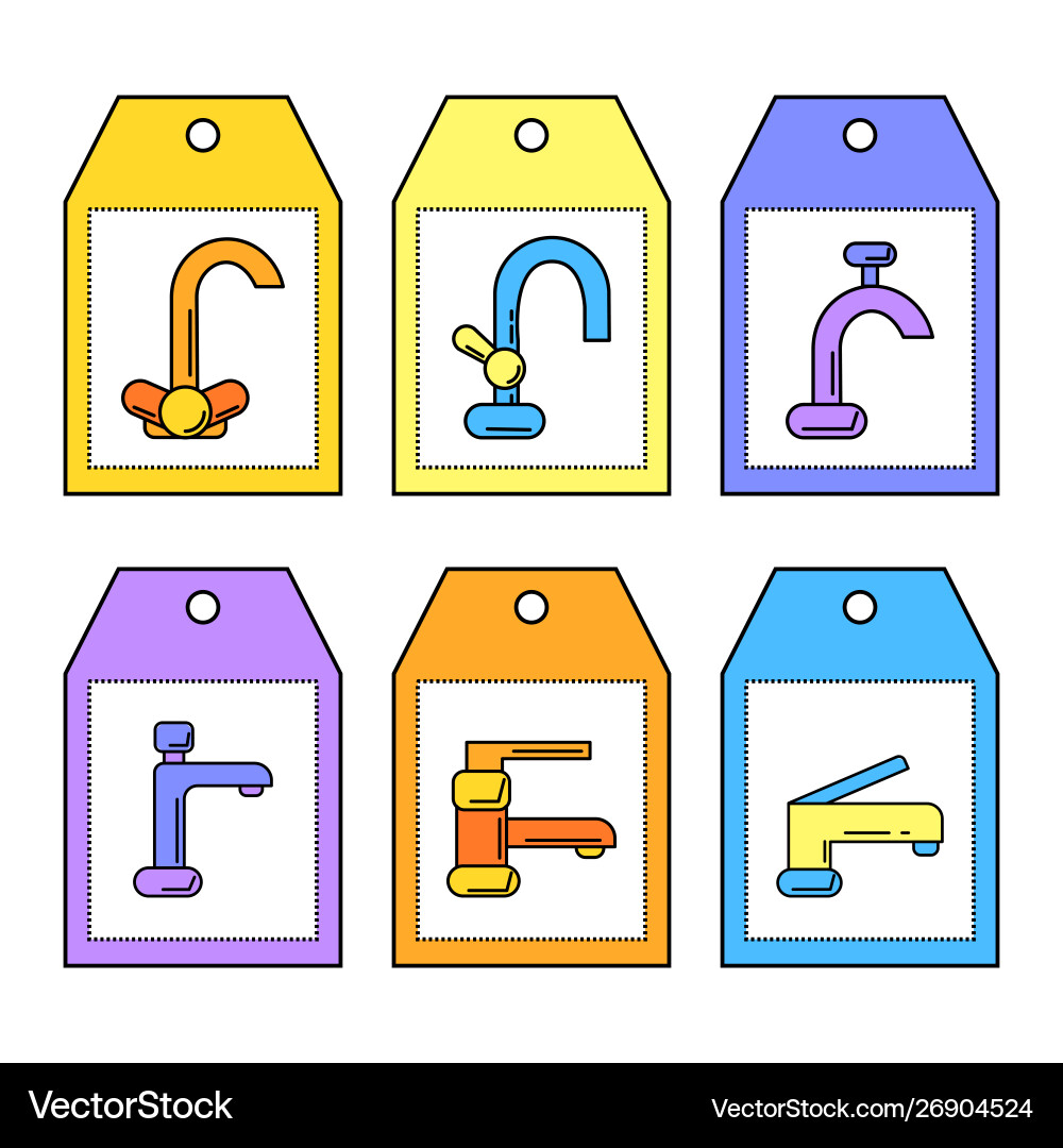 Faucet Labels Plumbing Elements For Design Vector Image
