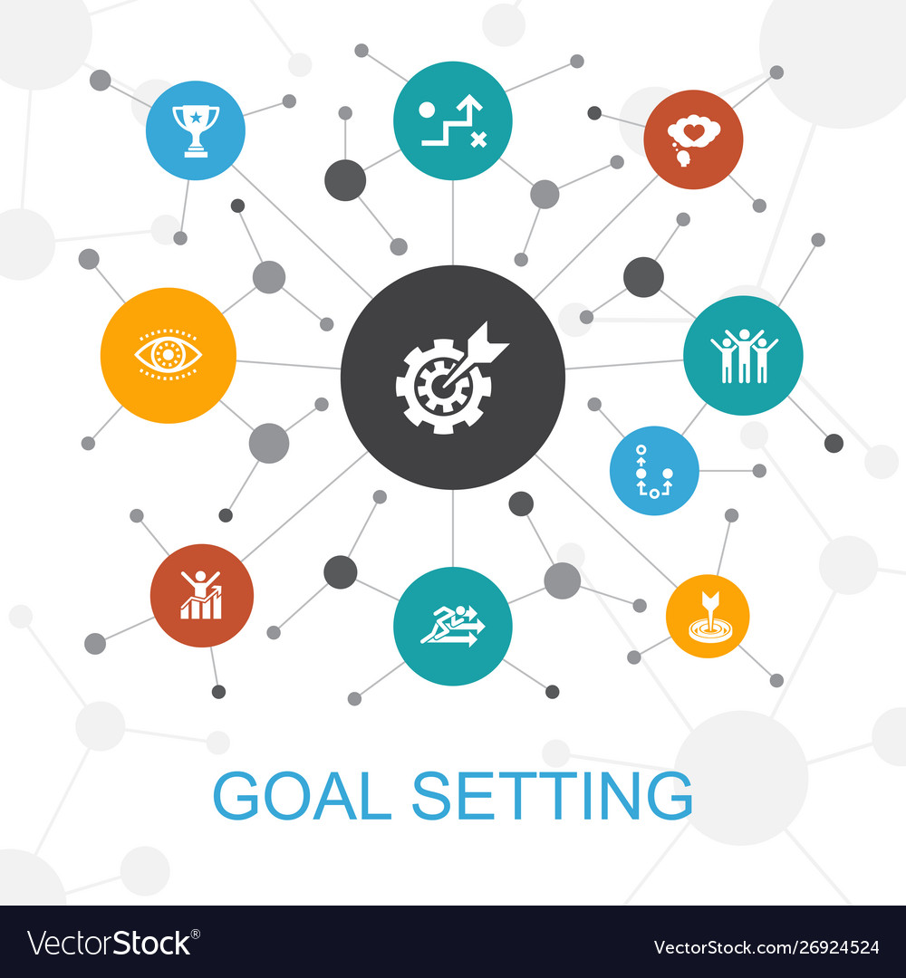 Goal setting trendy web concept with icons Vector Image