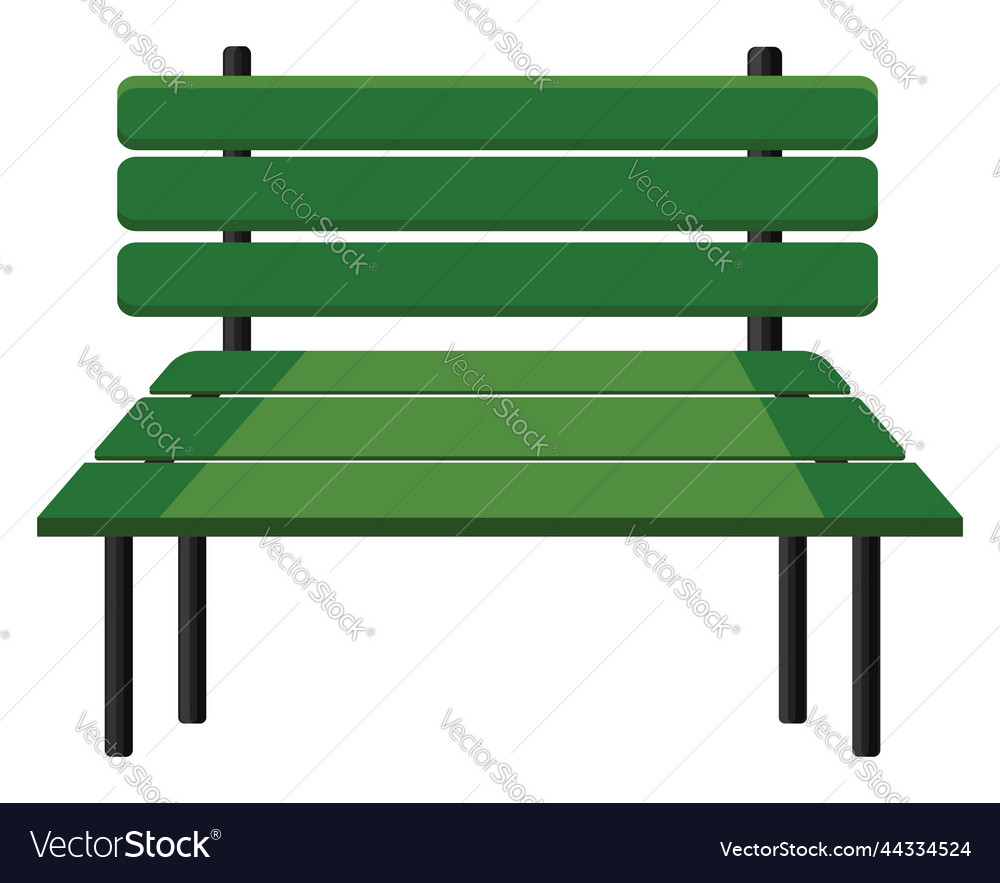 Green bench on a white background