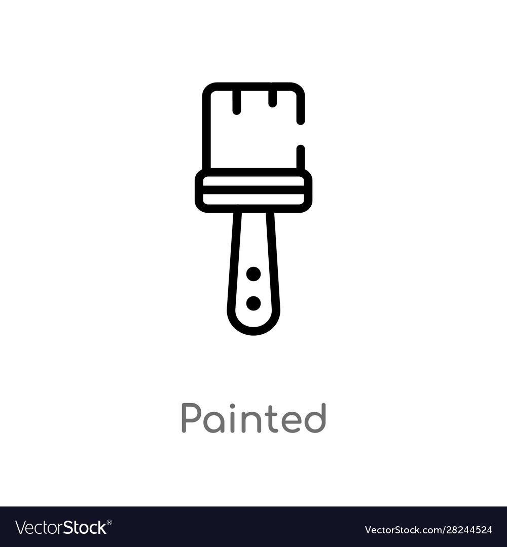 Outline painted icon isolated black simple line