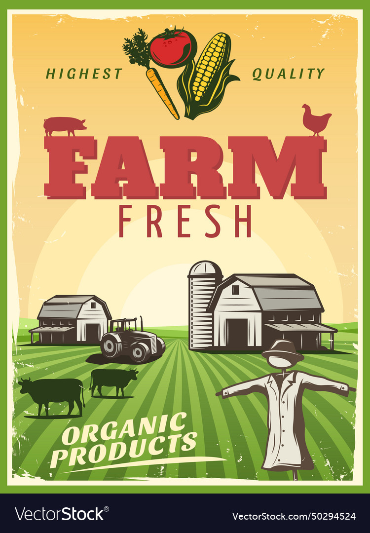 Ranch farm poster Royalty Free Vector Image - VectorStock