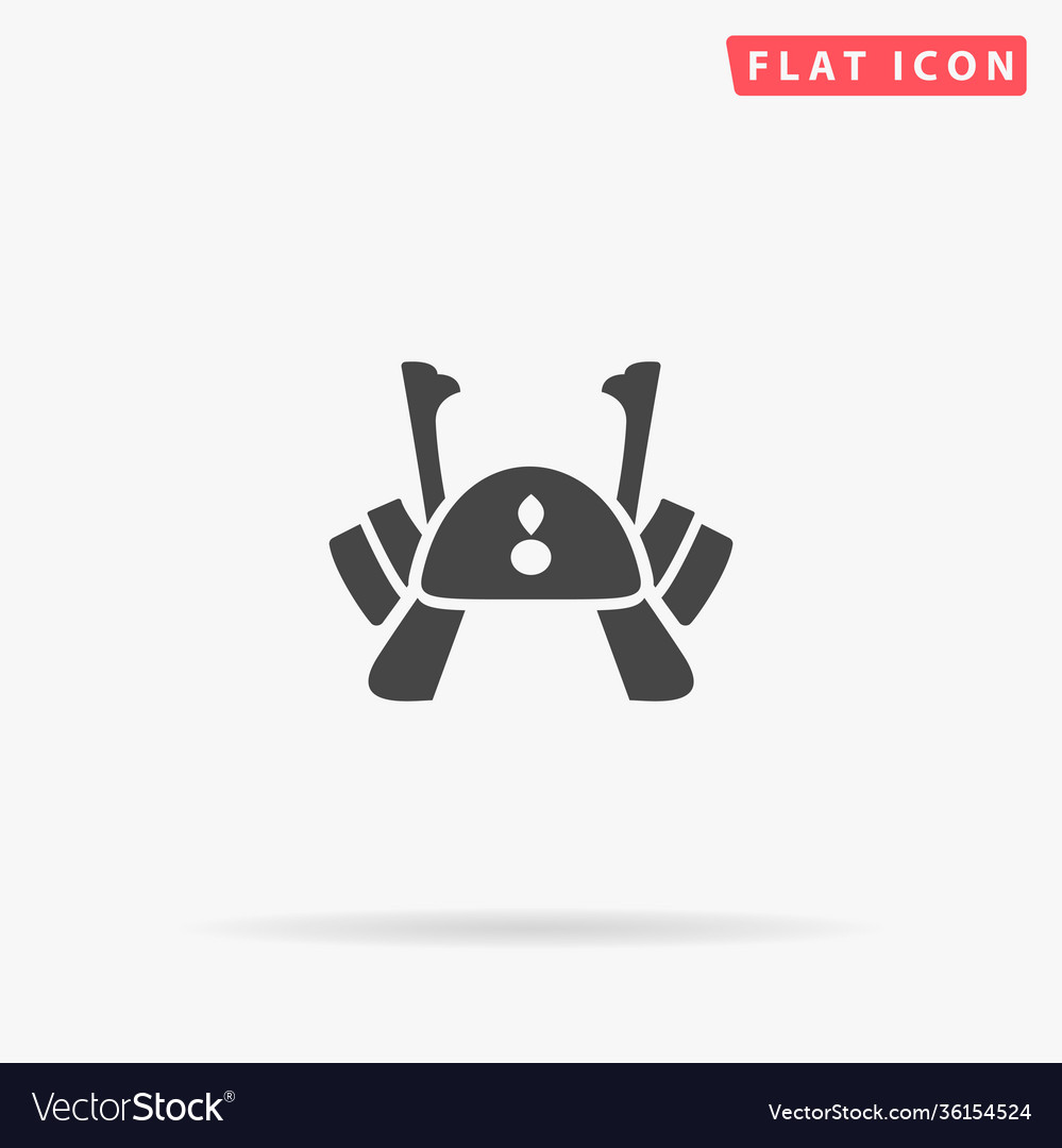 Samurai helmet kabuto flat icon