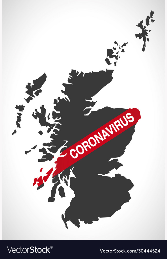 Scotland map with coronavirus warning