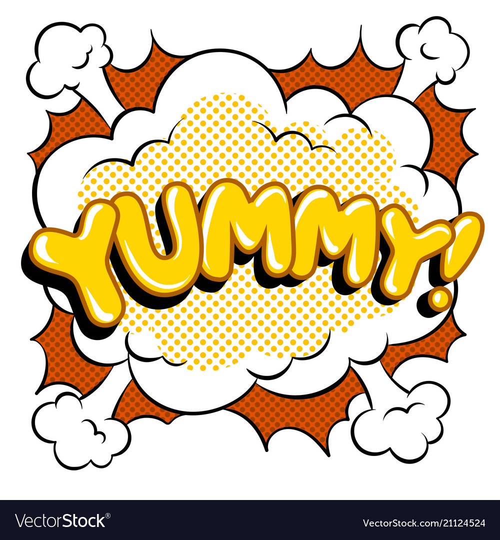 Yummy word comic book pop art Royalty Free Vector Image