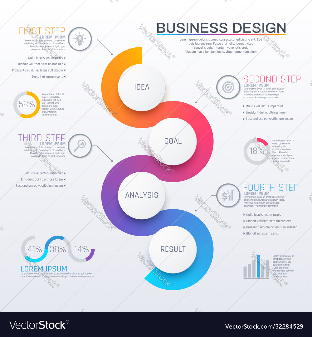 Business infographic with round elements Vector Image