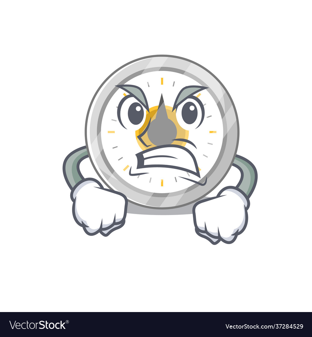 Cartoon style old kitchen timer having a mad face