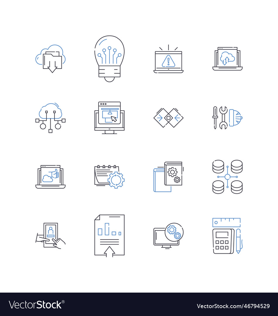 Computational devices line icons collection vector image Computational devices line icons collection