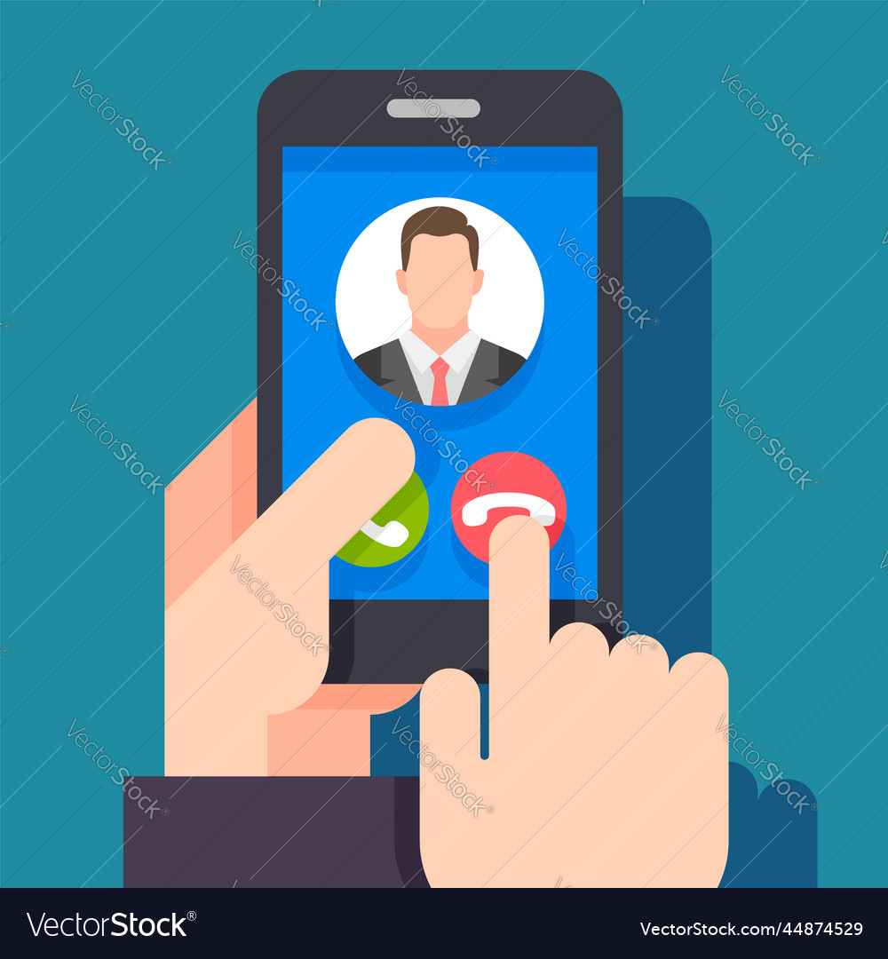 Incoming call on smartphone screen Royalty Free Vector Image