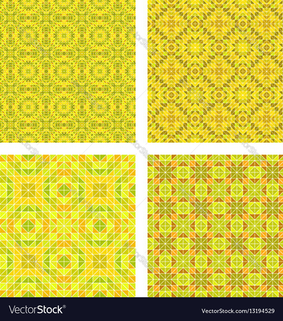 Gelbe bunte nahtlose Mosaik-Muster-Set