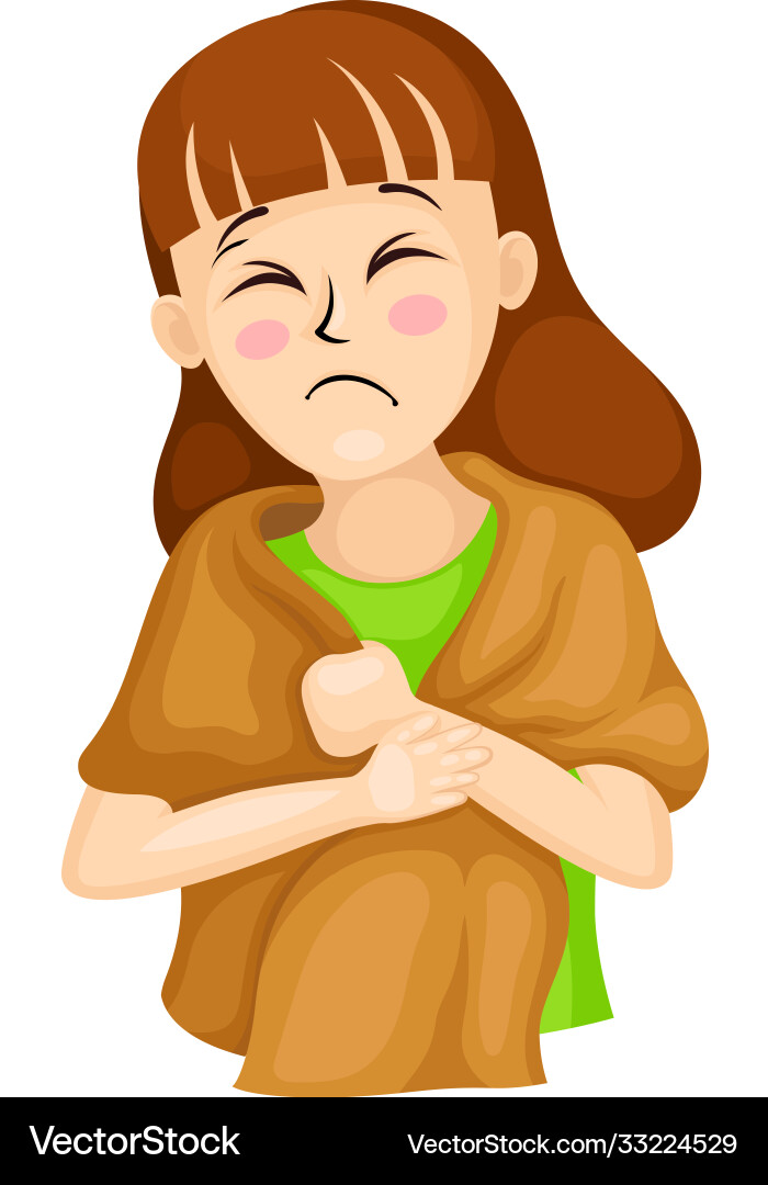 Young woman covered in plaid suffering from Vector Image
