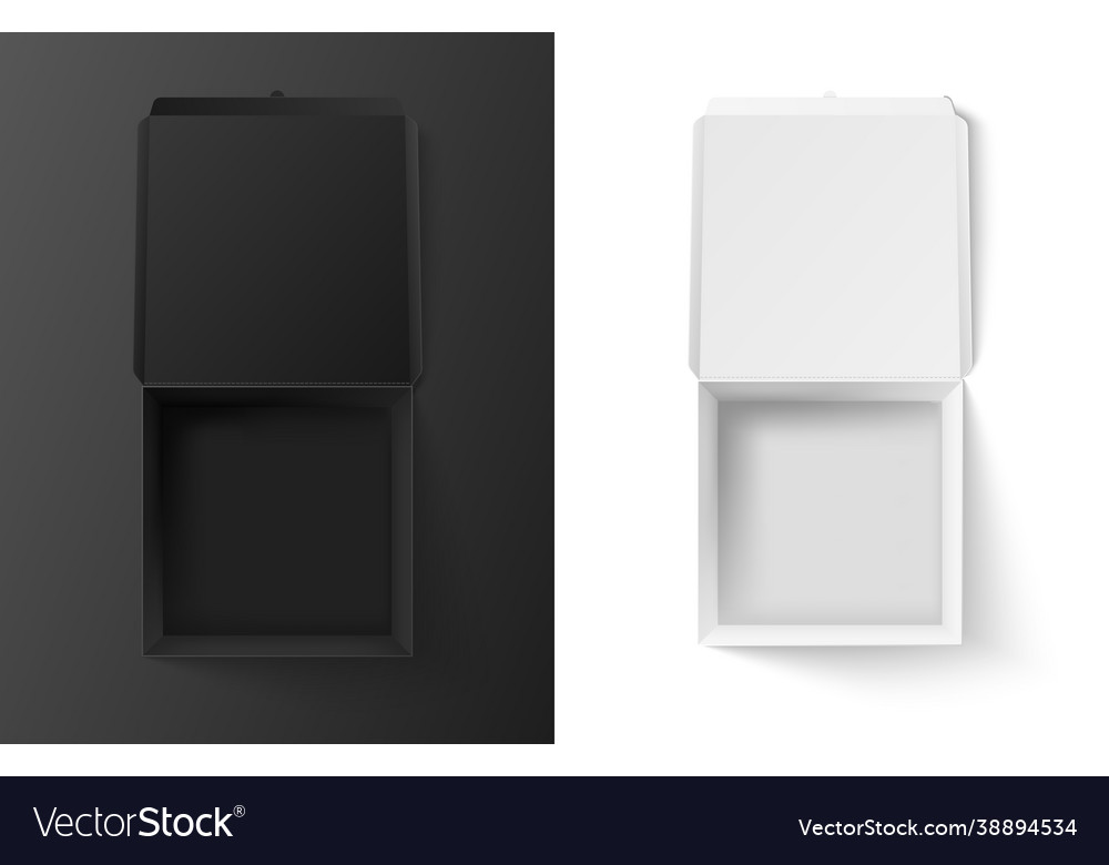 Black and white box mockup open realistic Vector Image