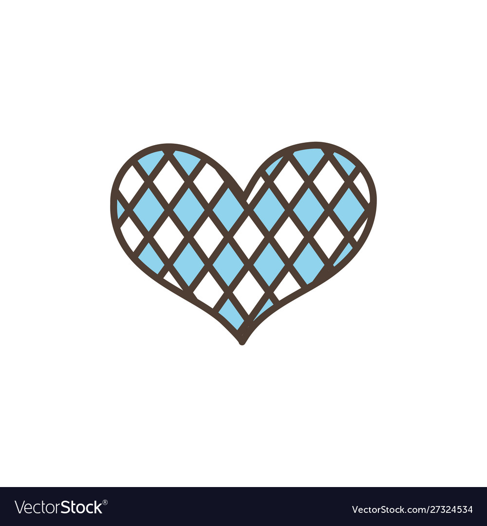 Checkered heart oktoberfest icon line filled