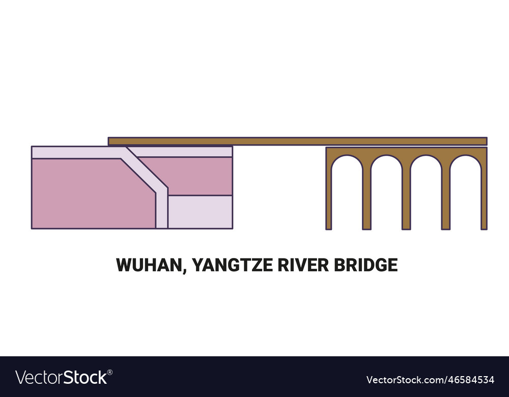 China wuhan yangtze river bridge travel vector image China wuhan yangtze river bridge travel