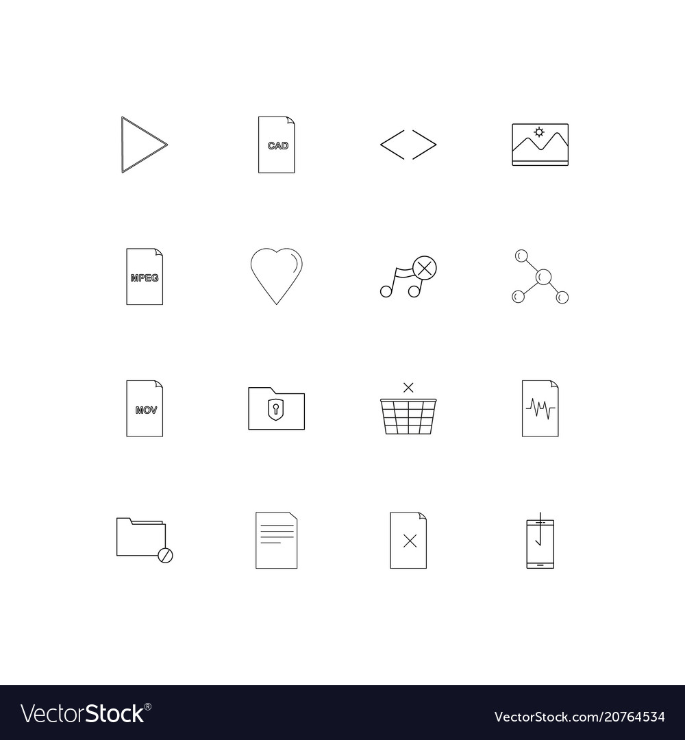 Files and folders sign linear thin icons set