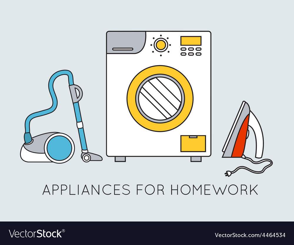 Flat household appliances background concept