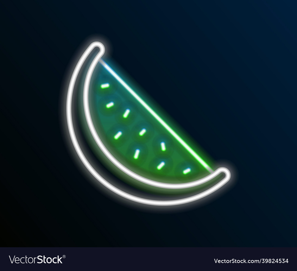 Glowing neon line watermelon icon isolated