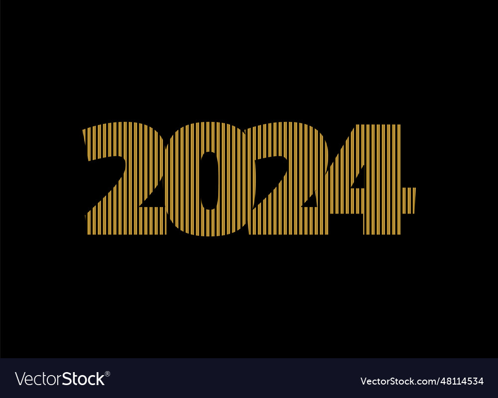 Gold Line 2024 Number Or Text Art Design Vector Image