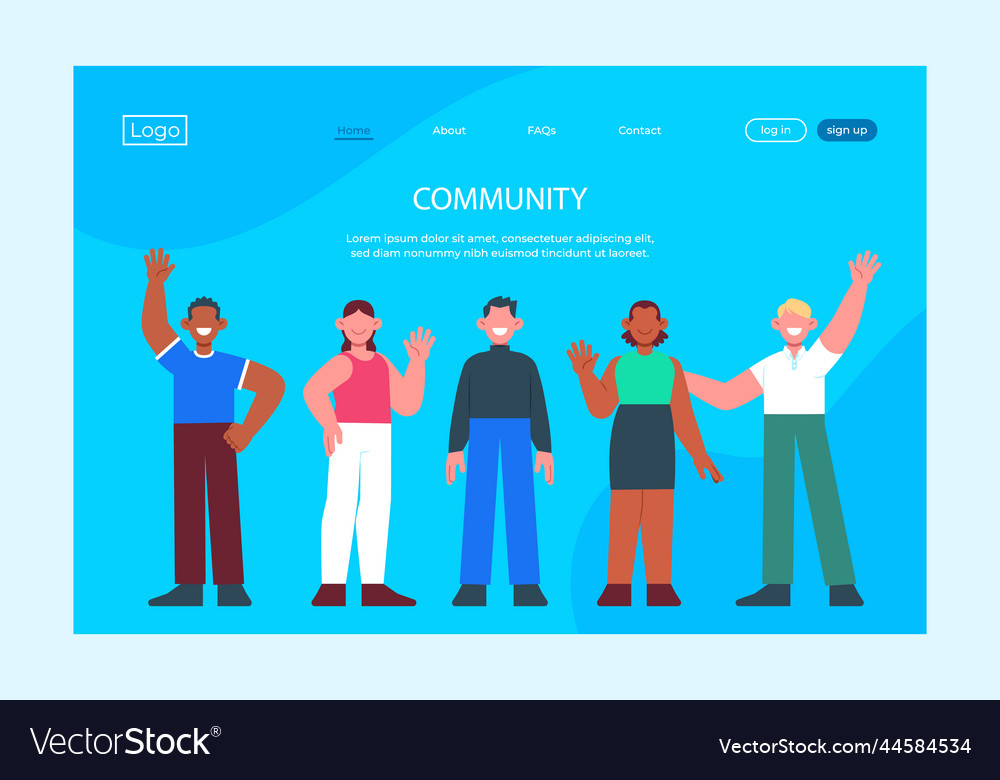 Hand drawn group people landing page