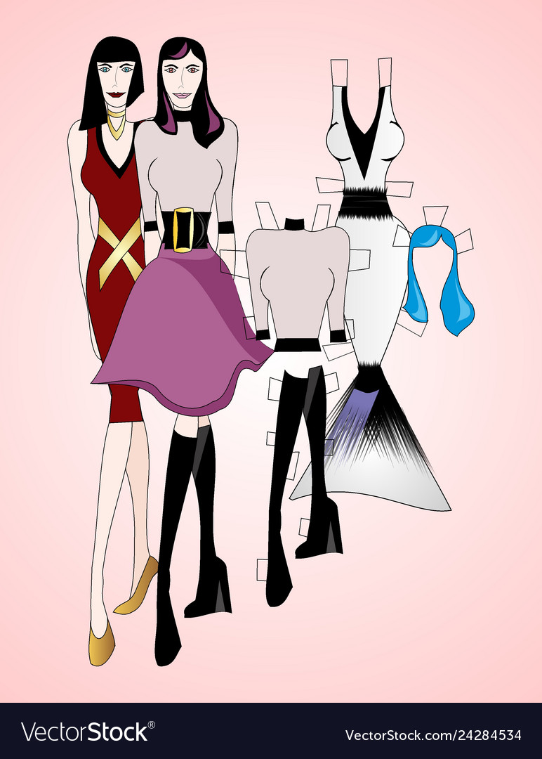 Paper Dolls High Fashion Royalty Free Vector Image