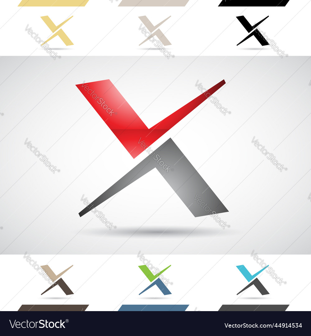 Red and black abstract glossy logo icon of letter