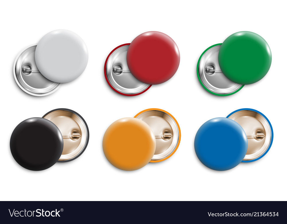 Set of color 3d blank badgesround buttonspin Vector Image