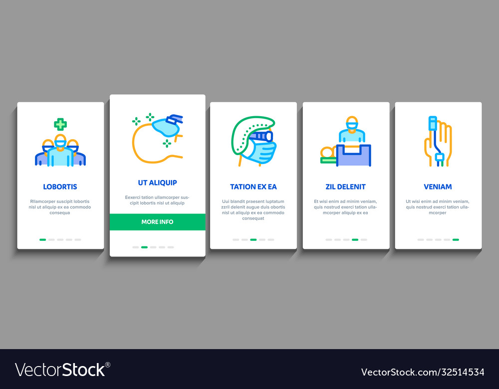 Surgeon medical doctor onboarding elements icons