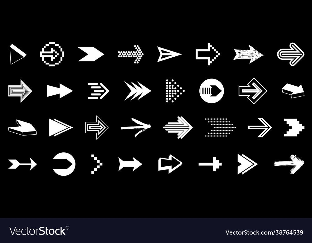 Arrows big set different shapes styles Royalty Free Vector