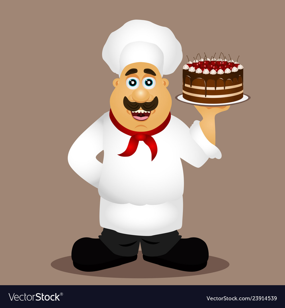 Chef Cook Chef With A Cake Royalty Free Vector Image Chef Cook Chef With A Cake Royalty Free Vector Image