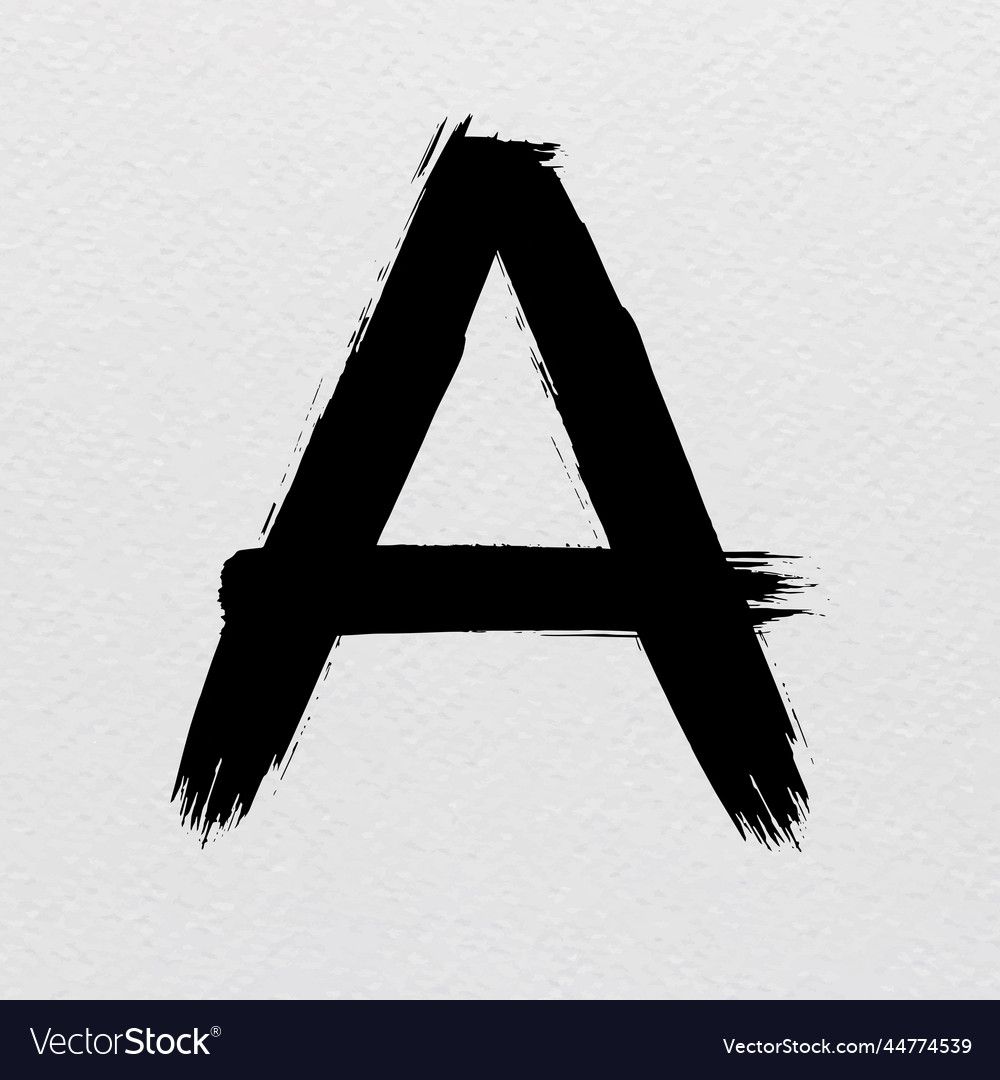 Letter a brush stroke typography Royalty Free Vector Image