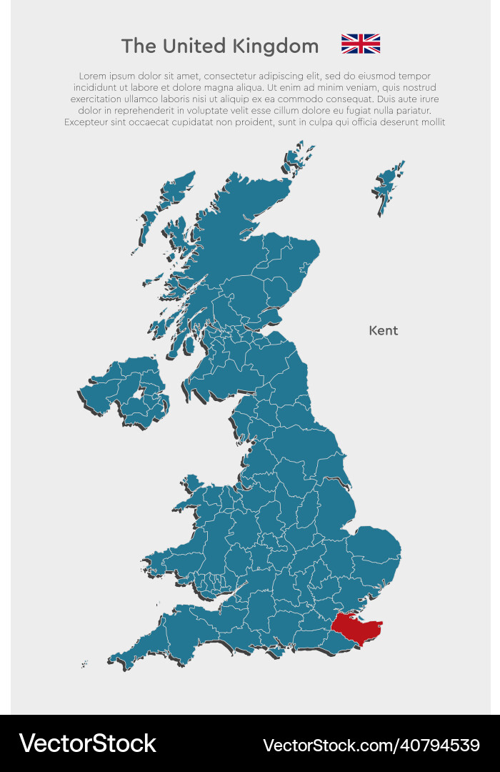 Map united kingdom and county kent Royalty Free Vector Image