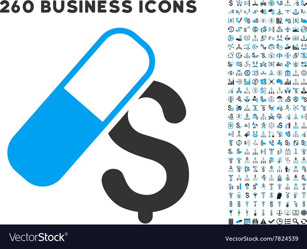 Medication business icon with flat set