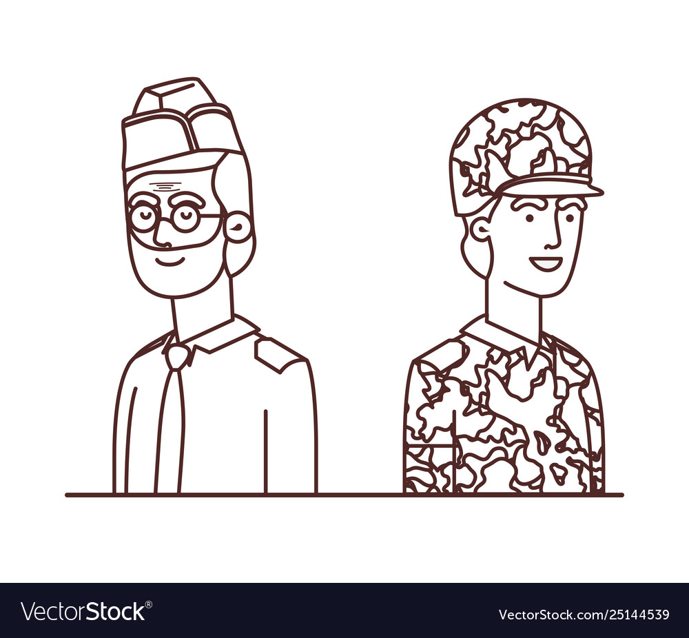 Men soldiers war avatar character Royalty Free Vector Image