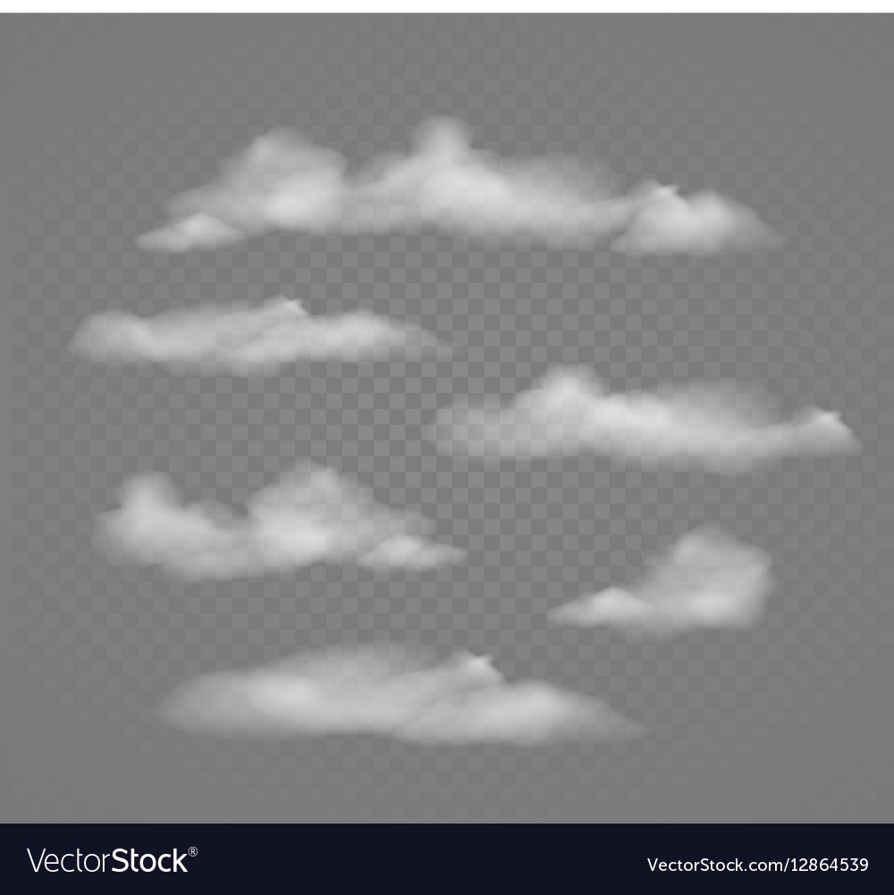 Set of transparent different clouds