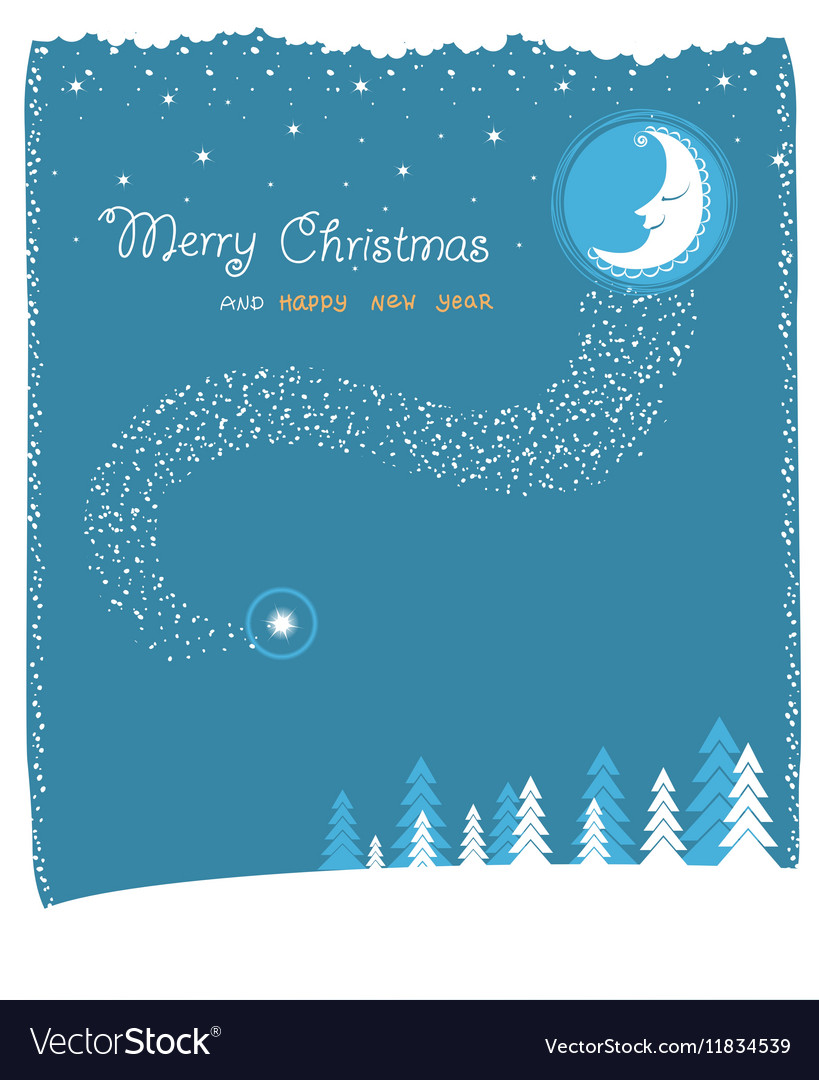 Winter Moon & Stars Christmas Card