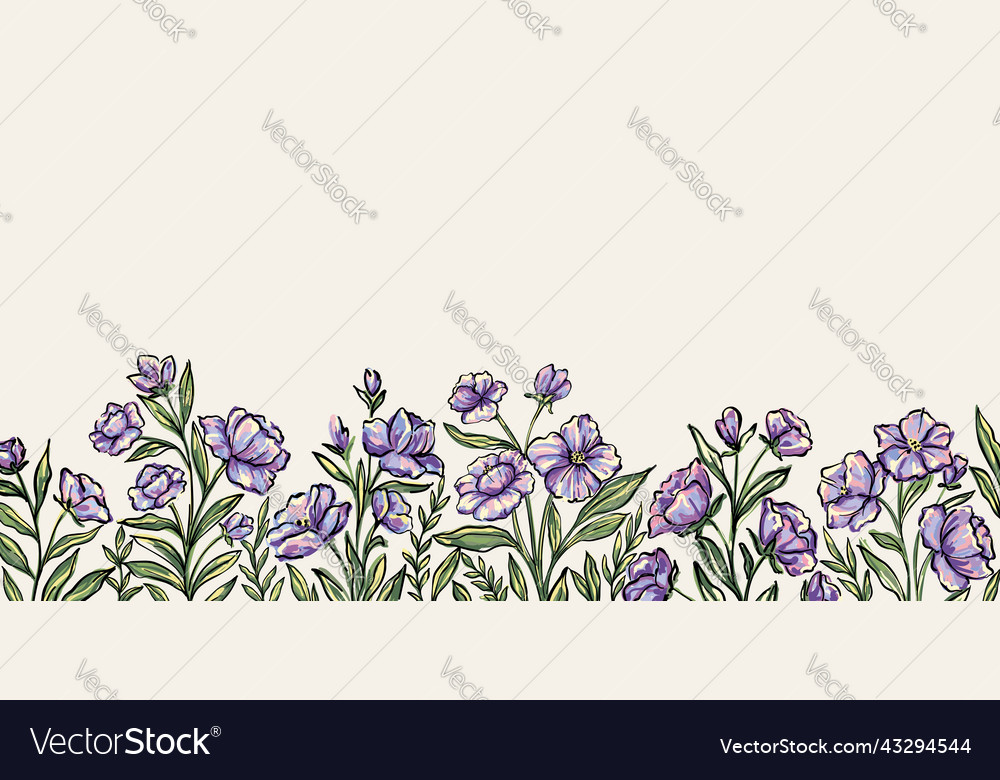 Banner border frame painting flowers and leaves vector image Banner border frame painting flowers and leaves